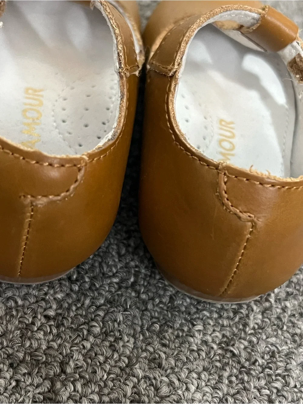 L'Amour Girls' T-Strap Mary Jane Shoes Leather Brown Size 6